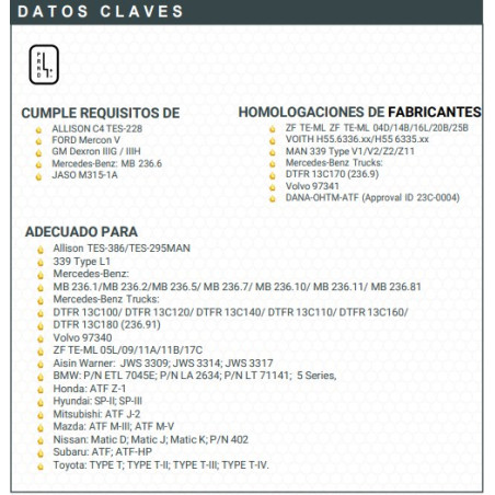 ACEITE CAJA AUTOMATICA ATF TOTAL FLUIDMATIC XLD FE 1LTS