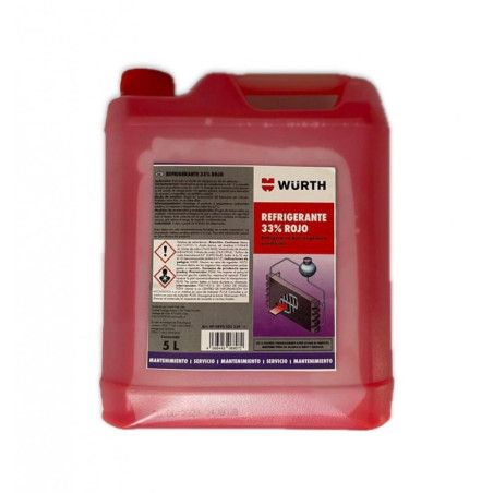 COOLANT REFRIGERANTE ANTICONGELANTE INORGANICO 33% ROJO WURTH 5L