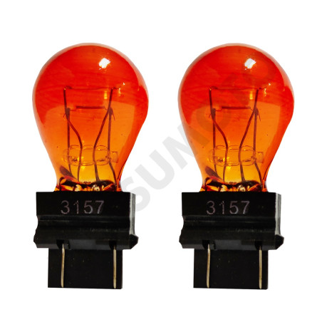 AMPOLLETA 3157 (3057) 2 CONTACTOS 12V 27/7W GLOBO COLOR AMBAR C/U