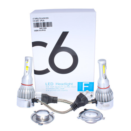 KIT AMPOLLETA H4 LED 12V 30 WATTS 6000K
