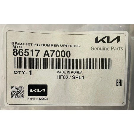 GUIA PARACHOQUE DELANTERA IZQUIERDA KIA CERATO 2013/2017 ORIGINAL OEM 86517 A7000