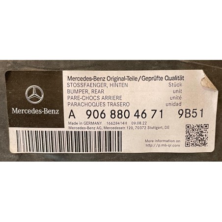 CORNER PARACHOQUE TRASERO DERECHO MERCEDES SPRINTER 2500/3500 2016/2018 ORIGINAL OEM A90688046719B51