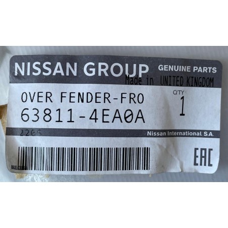 MOLDURA TAPABARRO DELANTERA IZQUIERDA NISSAN QASHQAI 2014/2018 ORIGINAL OEM 63811-4EA0A