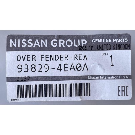 MOLDURA TAPABARRO TRASERA IZQUIERDA NISSAN QASHQAI 2014/2018 ORIGINAL OEM 93829-4EA0A
