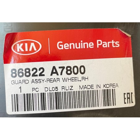 GUARDAFANGO TRASERO DERECHO KIA CERATO 2016/2019 ORIGINAL OEM 86822A7800