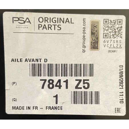TAPABARRO DERECHO PEUGEOT 207 COMPACT 2008/2012 ORIGINAL OEM 7841Z5